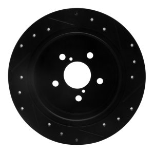 Subaru Legacy Brake Rotor (1) - Rear Left - R1 Concepts - Drill & Slot - Black - `05-`09